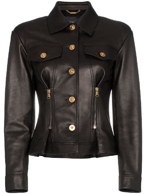 versace mantel damen|versace black leather jacket.